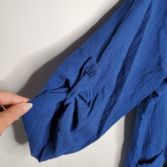 Ali Miles Womens Blue Crinkle Tunic Top Size 2X Cowl Neck Pockets Lagenlook - Picture 5 of 13